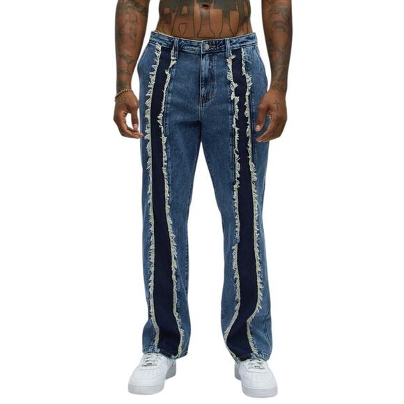 Zara High-Rise Frayed Panel Wide-Leg Jeans – Size 34 - Picture 2 of 7